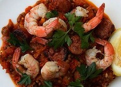 Eggplant, Lentil and Prawn Stew